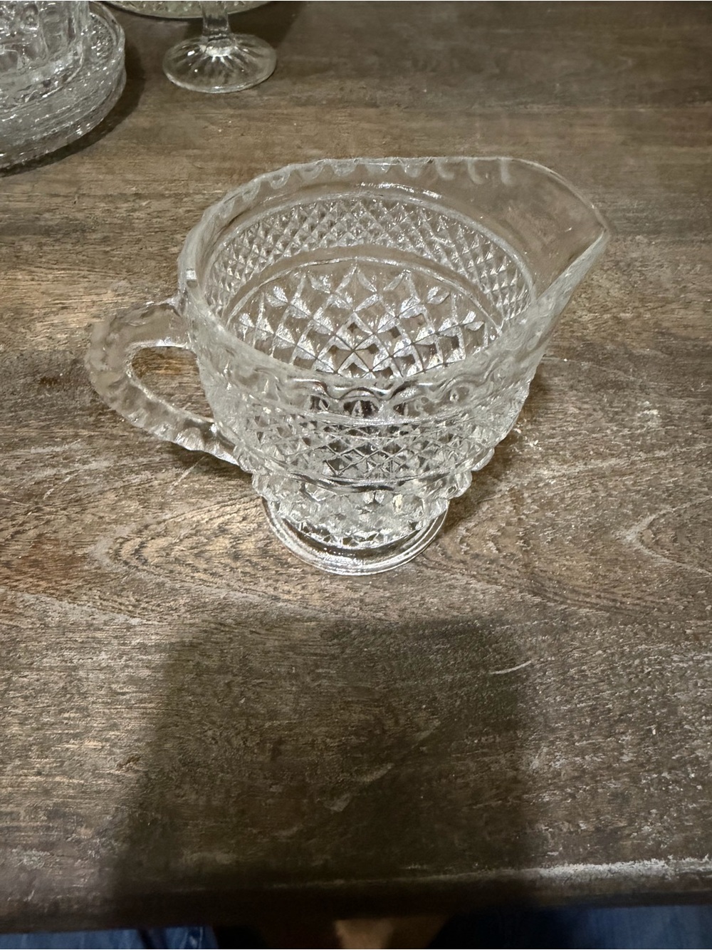 Clear Pressed Glass Creamer Pitcher - Classic Home Dining. Anchor Hocking
